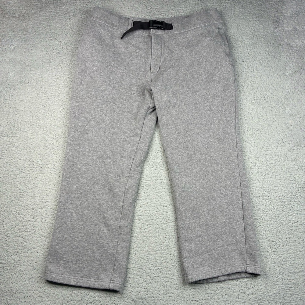 Duluth Trading Co Sweatpants Men's XL Gray Wide Leg Buckle Belt Fleece